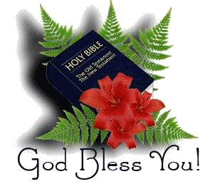 "God Bless You" message with Bible and floral background